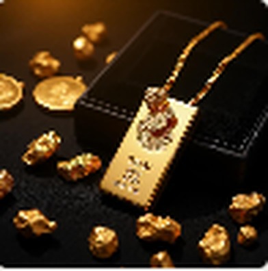 Gold necklace with gold nuggets