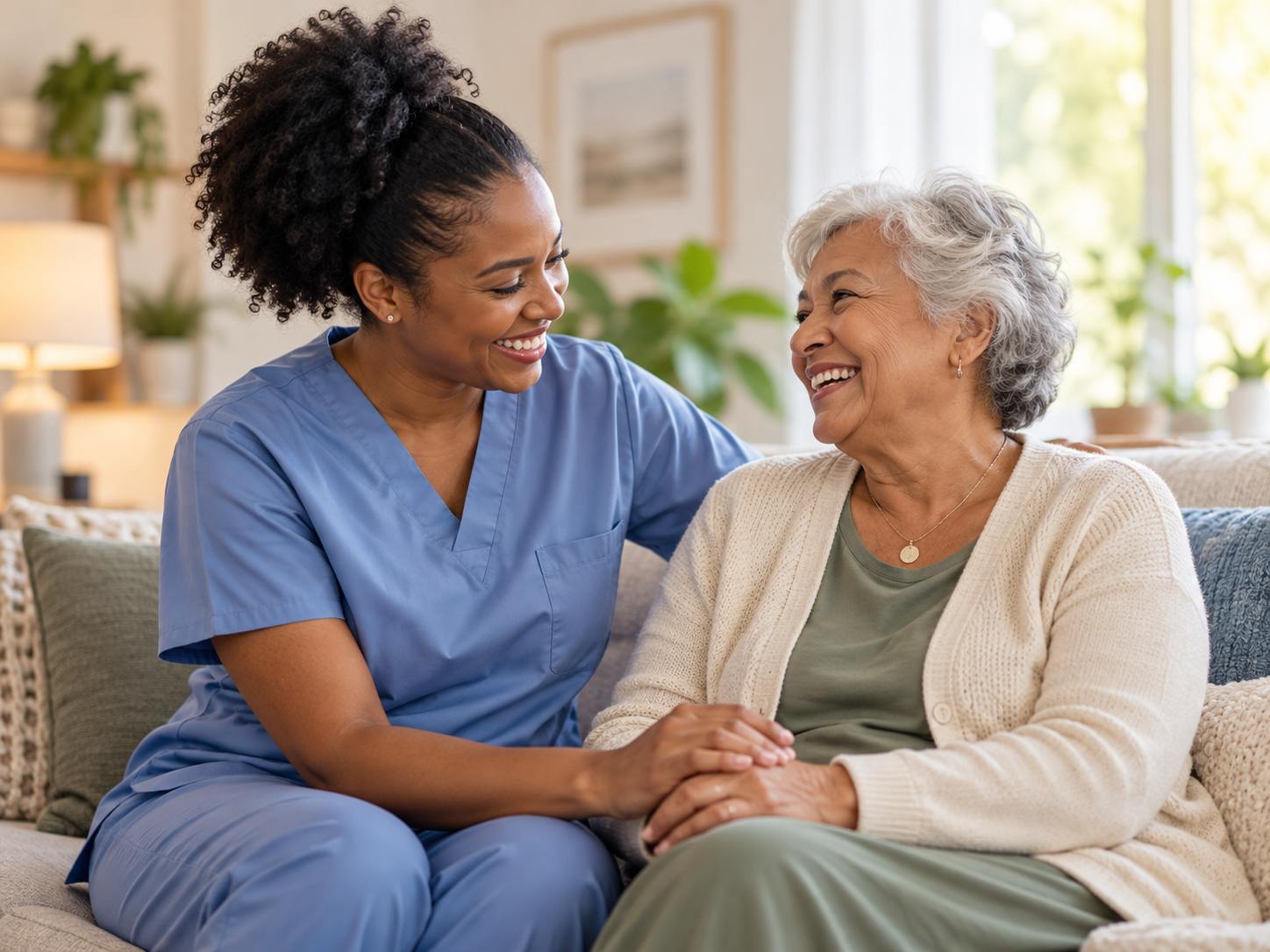 Caregiver providing warm support at home